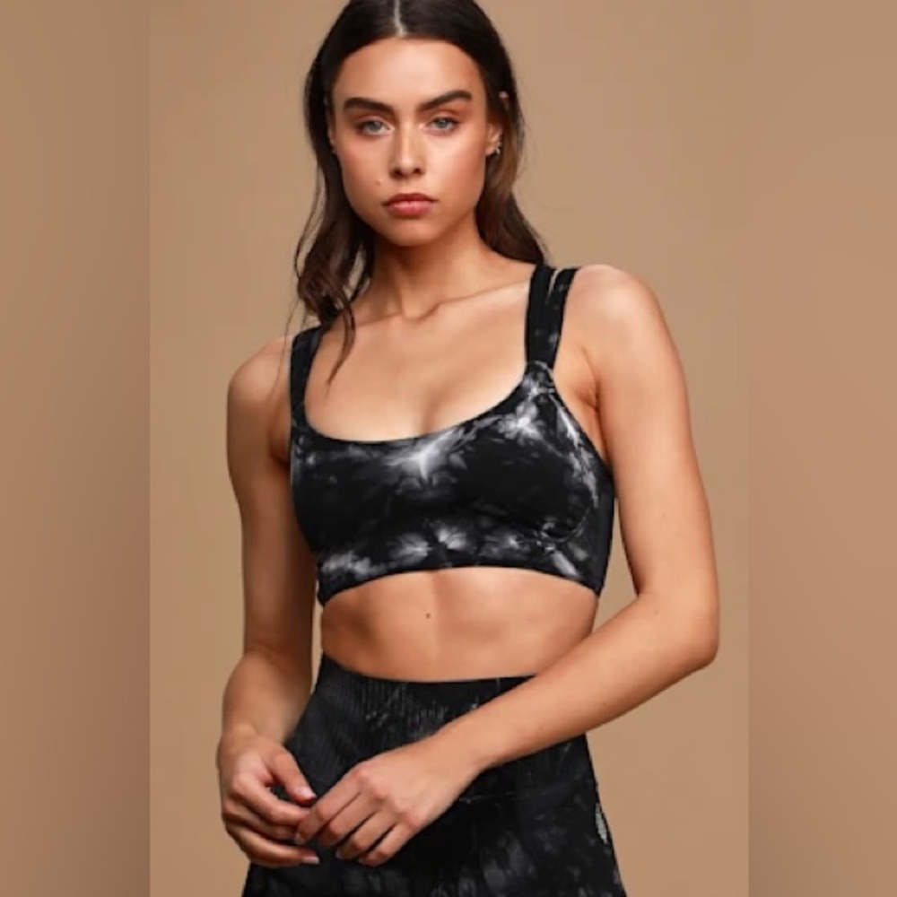 Free People FP Movement On The Radar Sports Bra Tie Dye Black NWOT XS S